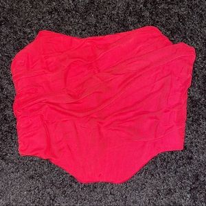 Red Mesh Ruched Corset Style Top